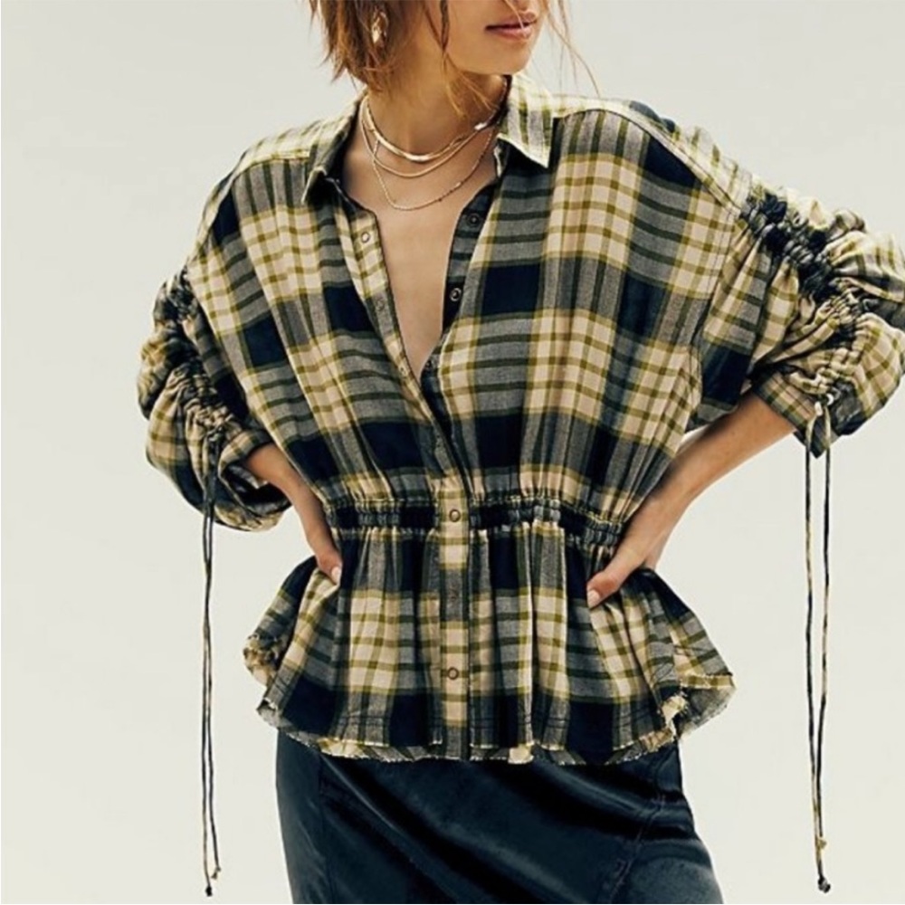 FREE PEOPLE - We The Free - Pacific Dawn Plaid Shirt